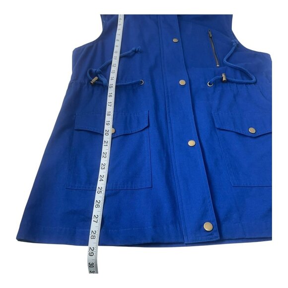 Zenana Outfitters Womens Royal Blue Hooded Utility Vest SZ L Drawstrings/Pockets - Picture 5 of 13